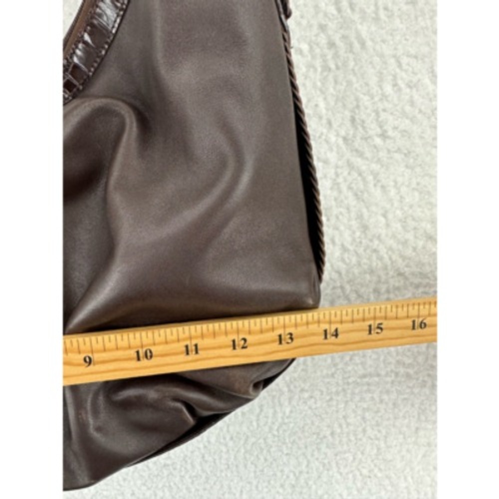 Brighton Hobo Bag Womens Brown Leather Croc Trim Silver Hardware Good Condition - Picture 8 of 11
